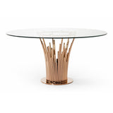 Paxton Modern Round Glass & Rosegold Dining Table