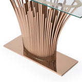 Paxton Modern Glass + Rosegold Console Table