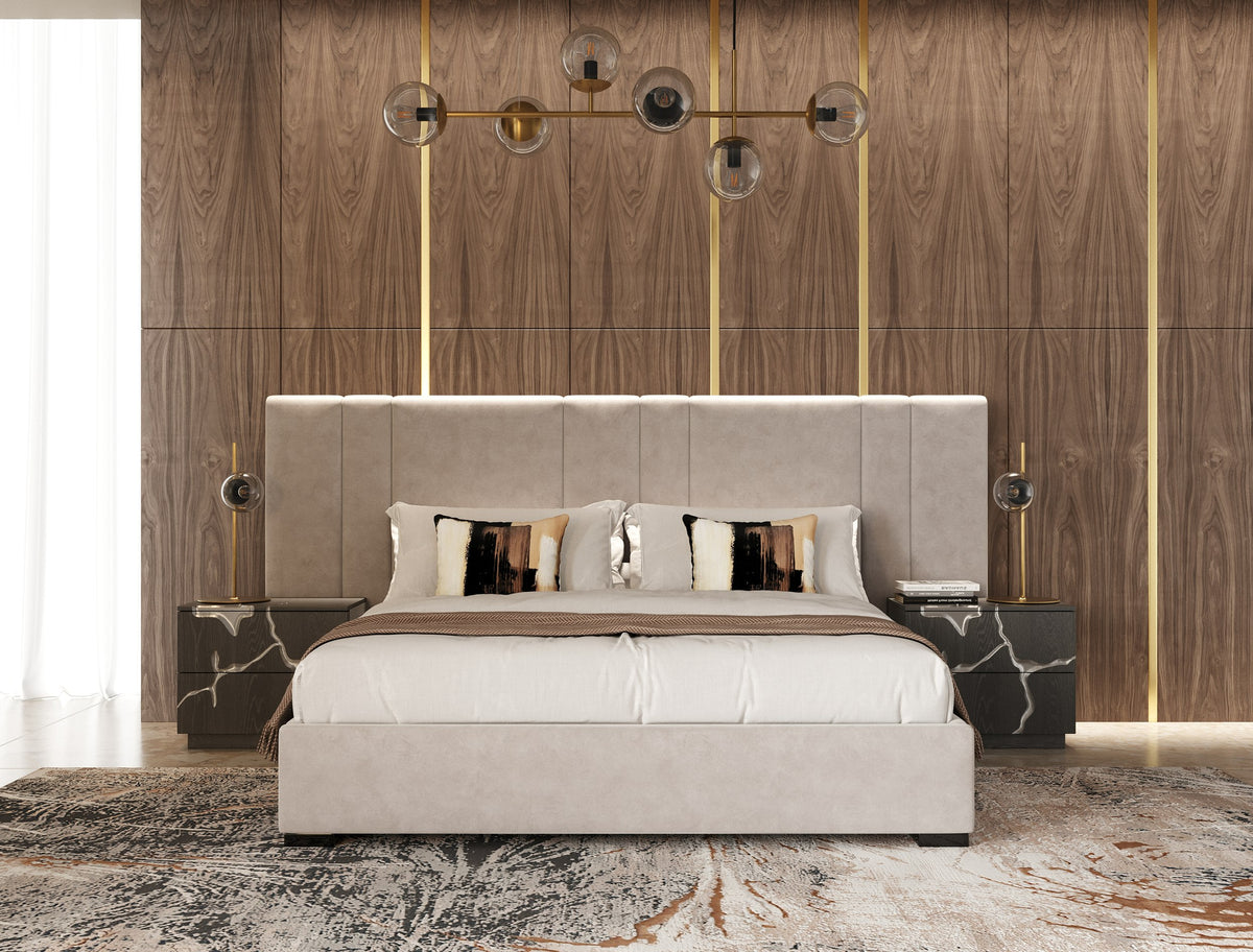 Queen Penrose Modern Beige Fabric Bed