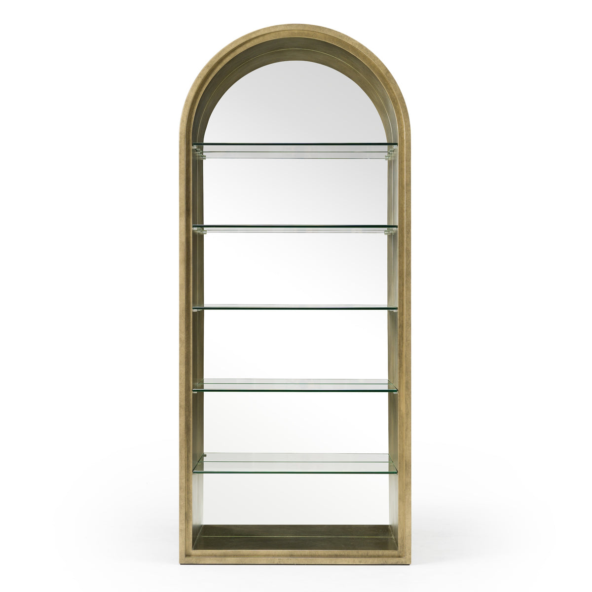 Poise Modern Antique Brass + Mirror Bookcase