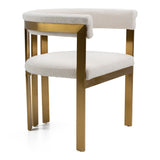 Pontiac Modern Beige Sherpa + Gold Dining Chair