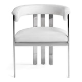 Pontiac Modern White Vegan Leather + Stainless Steel Dining Chair