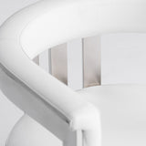 Pontiac Modern White Vegan Leather + Stainless Steel Dining Chair