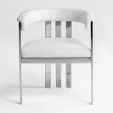 Pontiac Modern White Vegan Leather + Stainless Steel Dining Chair