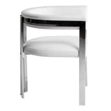 Pontiac Modern White Vegan Leather + Stainless Steel Dining Chair