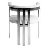 Pontiac Modern White Vegan Leather + Stainless Steel Dining Chair