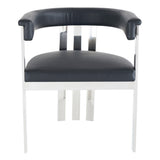 Pontiac Modern Black Vegan Leather and Stainless Steel Dining Chair