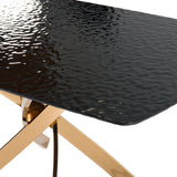 Pyrite Modern Brown Glass + Rosegold Rectangular Dining Table