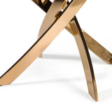 Pyrite Modern Brown Glass + Rosegold Rectangular Dining Table