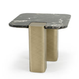 Quest Modern Black Rose Marble + Antique Brass End Table