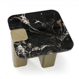 Quest Modern Black Rose Marble + Antique Brass End Table