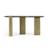 Quest Modern Black Rose Marble + Antique Brass Console Table