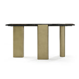 Quest Modern Black Rose Marble + Antique Brass Console Table