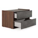 Rado Modern Walnut & Stucco Nightstand