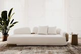 Rainier Contemporary Off-White Fabric + Antique Brass Sofa