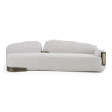 Rainier Contemporary Off-White Fabric + Antique Brass Sofa