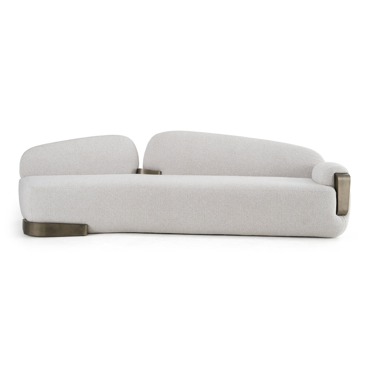 Rainier Contemporary Off-White Fabric + Antique Brass Sofa