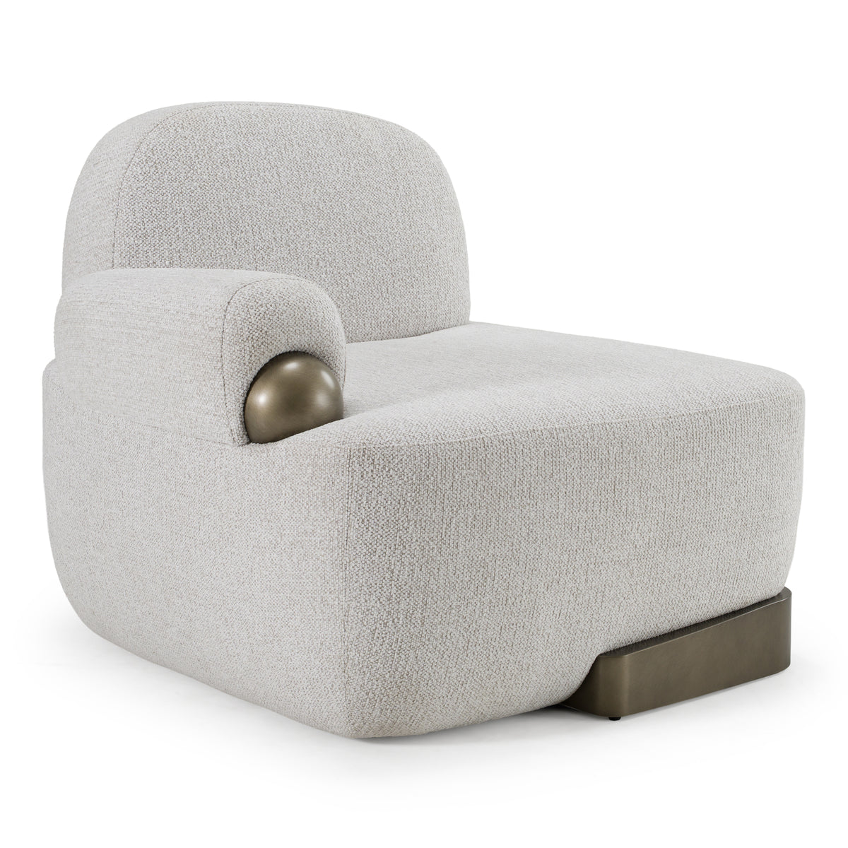 Rainier Contemporary Off-White Fabric + Antique Brass Accent Chair