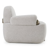 Rainier Contemporary Off-White Fabric + Antique Brass Accent Chair