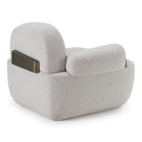 Rainier Contemporary Off-White Fabric + Antique Brass Accent Chair