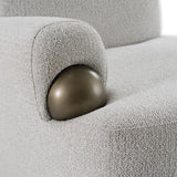 Rainier Contemporary Off-White Fabric + Antique Brass Accent Chair