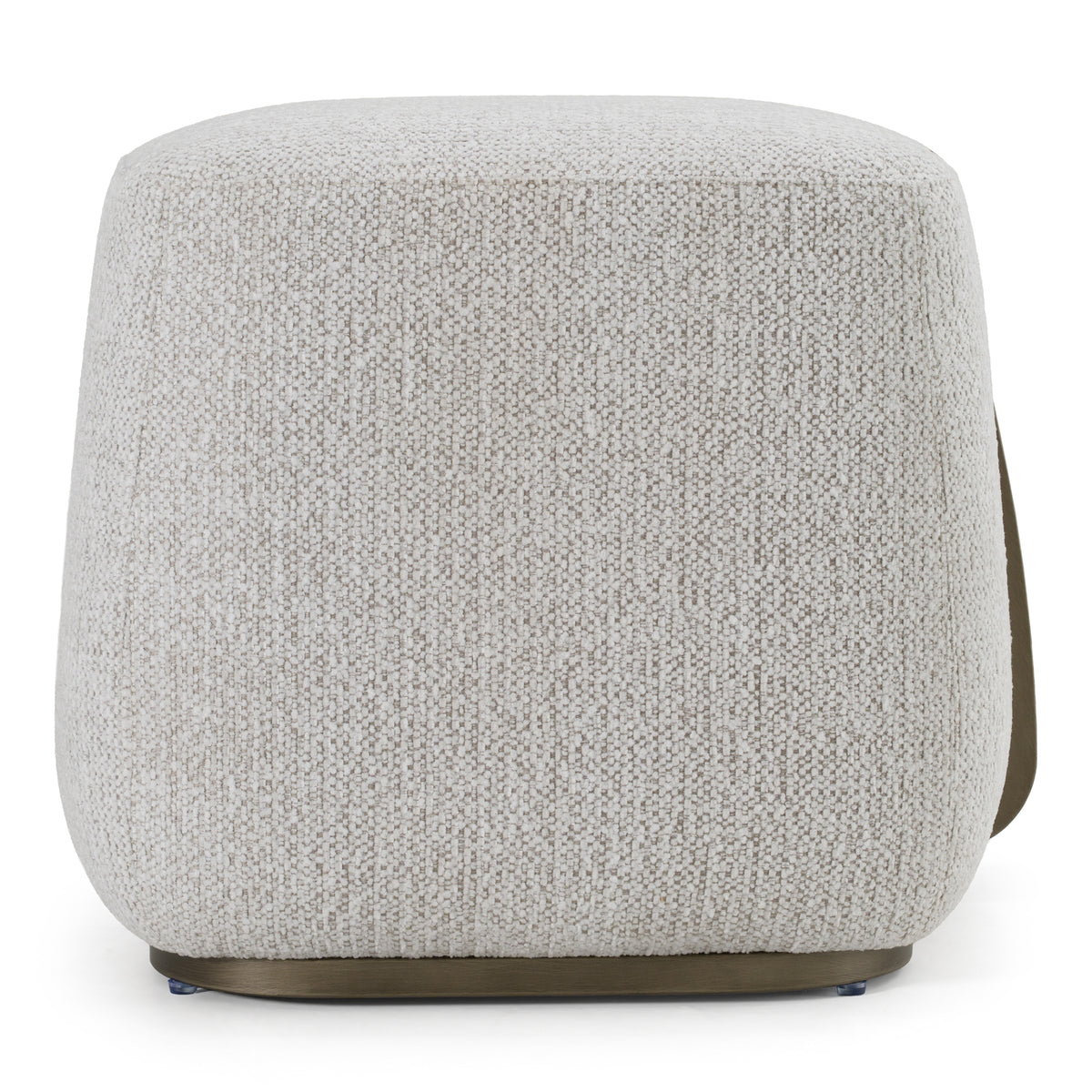 Rainier Contemporary Off-White Fabric + Antique Brass Ottoman