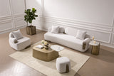 Rainier Contemporary Off-White Fabric + Antique Brass Accent Chair