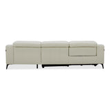 Rampart Modern L-Shape RAF White Leather Sectional Sofa with 1 Recliner