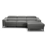 Rampart Modern L-Shape RAF Grey Leather Sectional Sofa with 1 Recliner