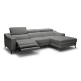 Rampart Modern L-Shape RAF Grey Leather Sectional Sofa with 1 Recliner