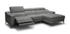 Rampart Modern L-Shape RAF Grey Leather Sectional Sofa with 1 Recliner