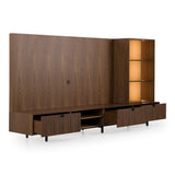 Raskin Contemporary Walnut Entertainment Center with LED Lighting