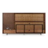 Raskin Contemporary Walnut Entertainment Center with LED Lighting