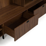 Raskin Contemporary Walnut Entertainment Center with LED Lighting