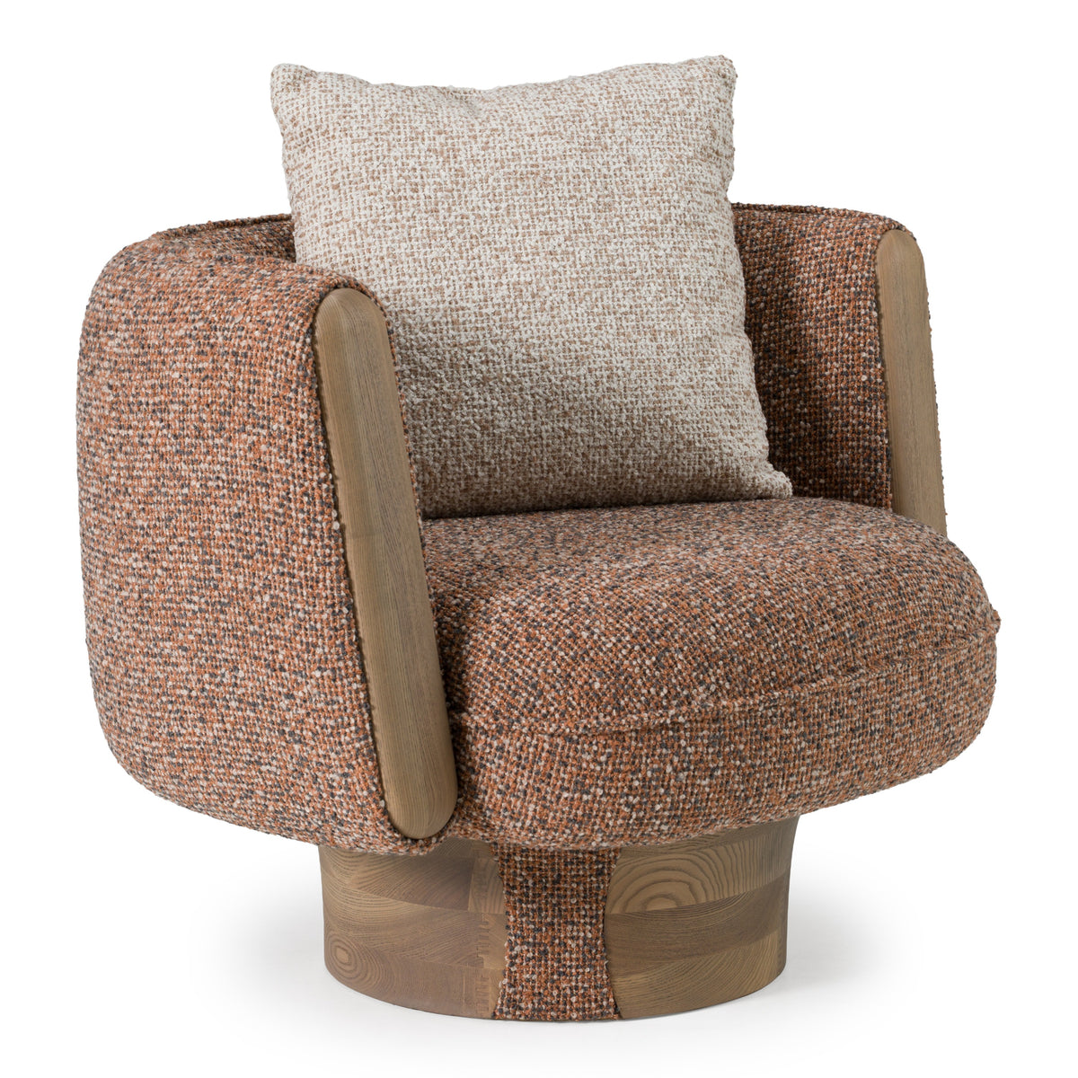 Raywood Modern Multicolored Boucle Fabric + Ash Accent Chair
