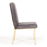 Reba Modern Grey Velvet & Gold Dining Chair (Set of 2)