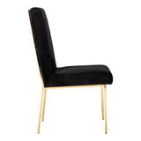 Reba Modern Black Velvet & Gold Dining Chair (Set of 2)