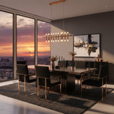 Talin Modern Black Crocodile and Rosegold Dining Table