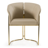 Renfew Modern Beige Vegan Leather + Champagne Gold Dining Chair
