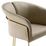 Renfew Modern Beige Vegan Leather + Champagne Gold Dining Chair