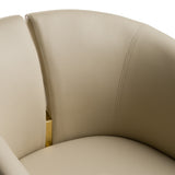 Renfew Modern Beige Vegan Leather + Champagne Gold Dining Chair