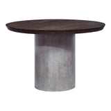 Renzo Modern Round Oak & Concrete Dining Table