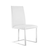  Mielcasa | White Modrest Frankie Modern White & Brushed Stainless Steel Dining Chair | SKU VGGA-6917CH-WHT-SS-DC | MPN: 79510 | Free Delivery & Free Return