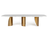 Reynold Glam Faux Marble + Gold Stainless Steel Dining Table