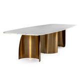 Reynold Glam Faux Marble + Gold Stainless Steel Dining Table