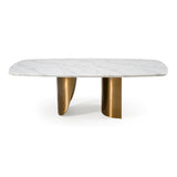 Reynold Glam Faux Marble + Gold Stainless Steel 94-Inch Dining Table