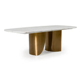 Reynold Glam Faux Marble + Gold Stainless Steel 94-Inch Dining Table