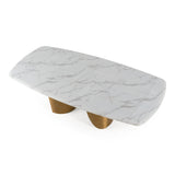 Reynold Glam Faux Marble + Gold Stainless Steel 94-Inch Dining Table