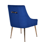 Castana Modern Blue Velvet & Gold Dining Chair (Set of 2)