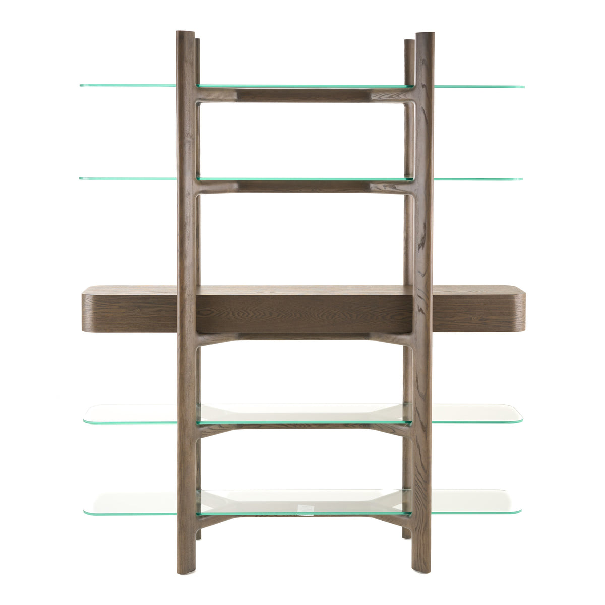 Rinaldi Mid-Century Modern Grey Ash + Glass Bookshelf